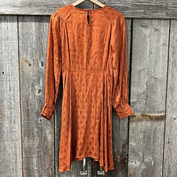New Scotch & Soda Starwatcher Asymmetric Peplum Midi Dress Cinnamon Rust Size M - Picture 6 of 8